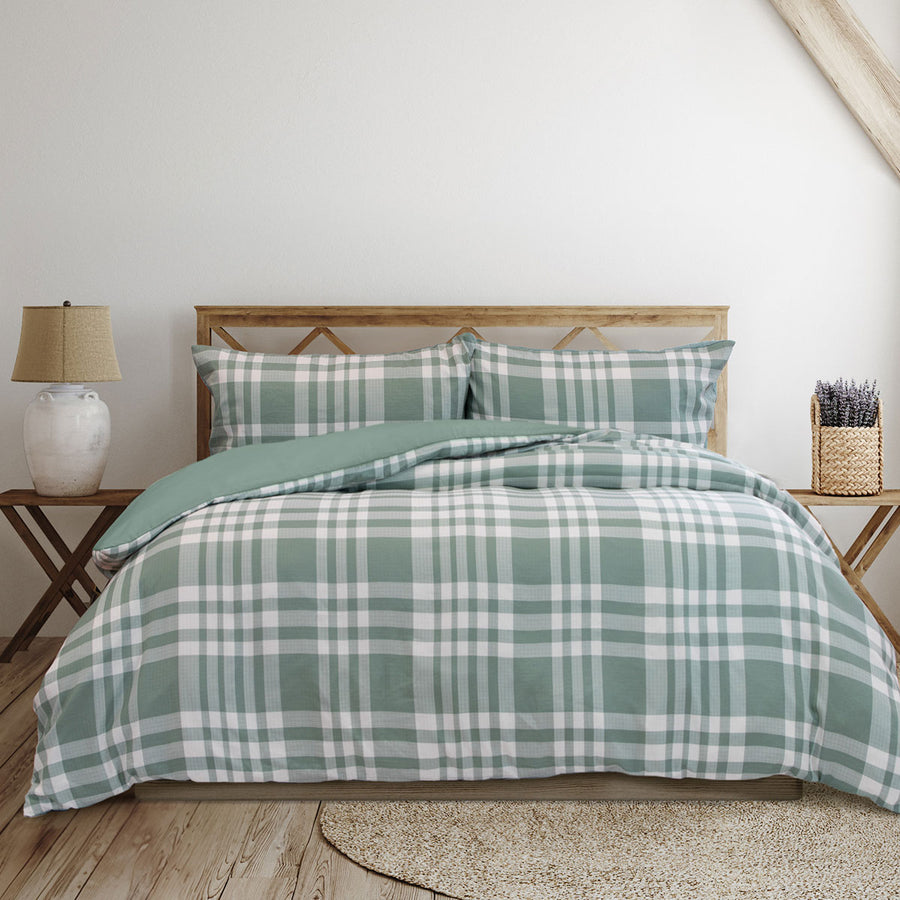 Ardor Ronan Green Plaid Jacquard Quilt Cover Set – King