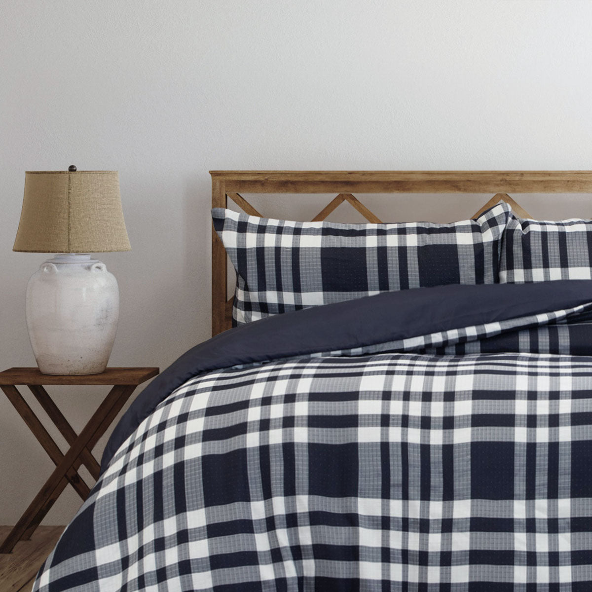 Ardor Ronan Navy Plaid Jacquard Quilt Cover Set – King