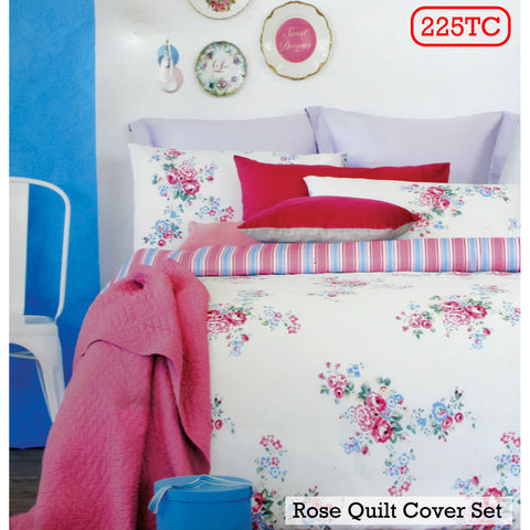 Ardor Rose Pink Quilt Cover Set 225TC King - Floral Print, Cotton Rich - SuperSaverAU - view 1