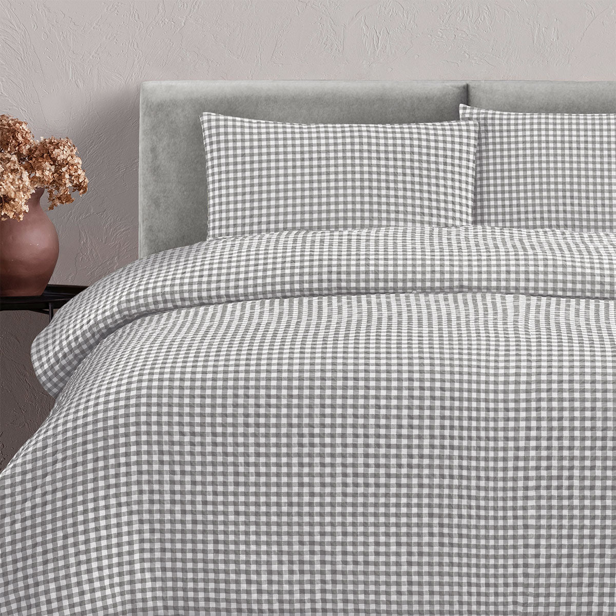 Ardor Rowe Grey Seersucker Quilt Cover Set – King