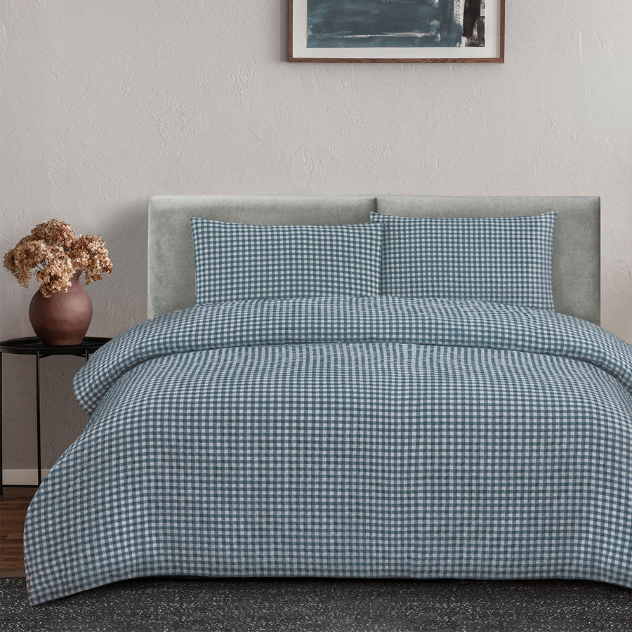 Ardor Rowe Teal Seersucker Quilt Cover Set – King