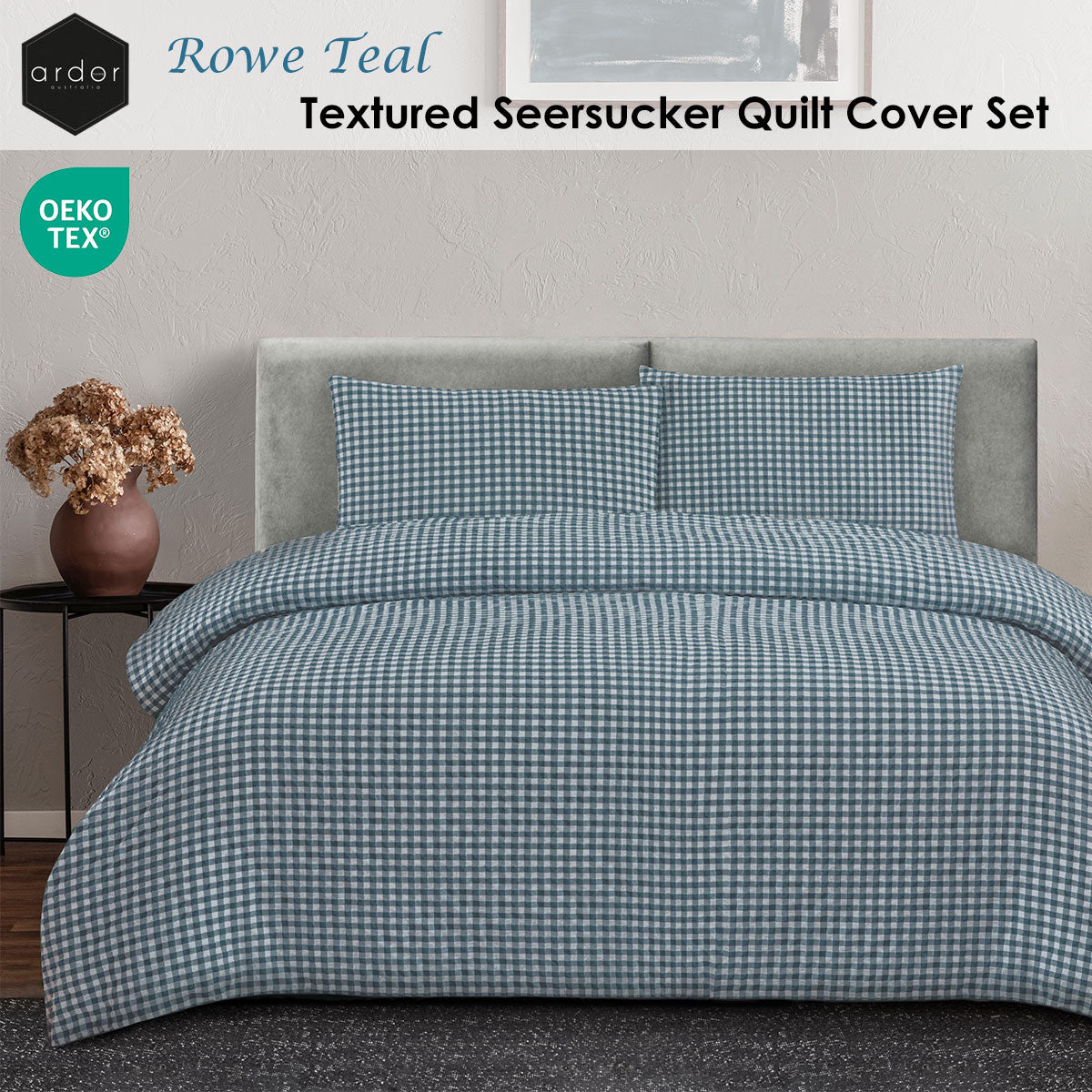 Ardor Rowe Teal Seersucker Quilt Cover Set – Queen
