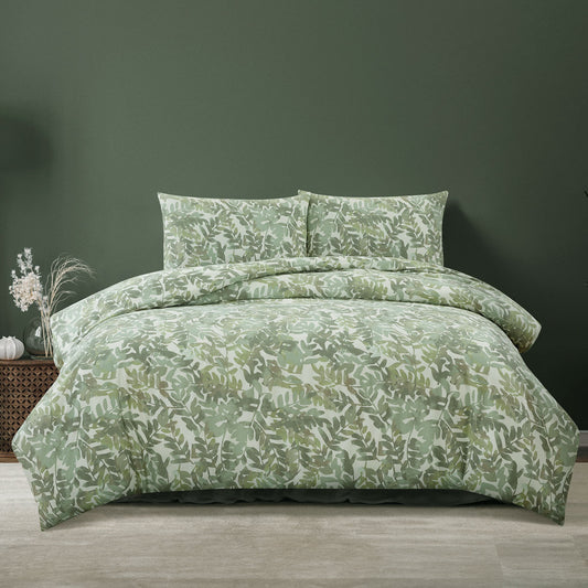 Ardor Solana Sage Watercolour Print Quilt Cover Set Queen