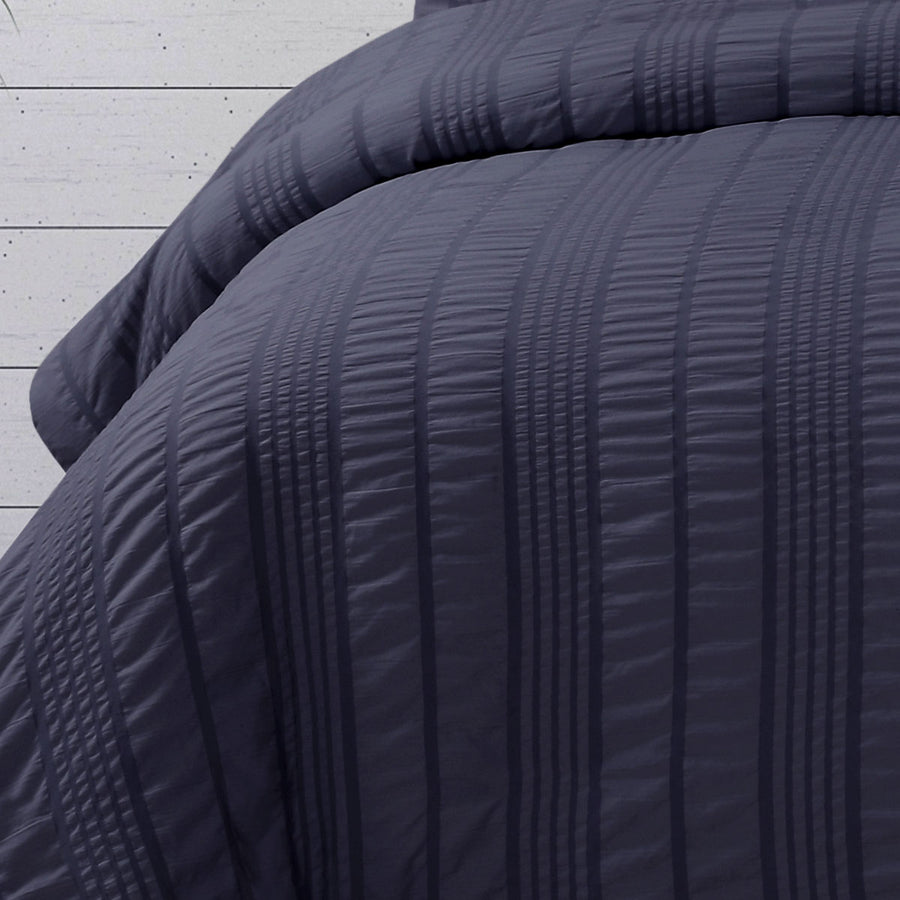 Ardor Seersucker Stripe Quilt Cover Set Queen - Textured Polyester, Striped Design - SuperSaverAU - view 1