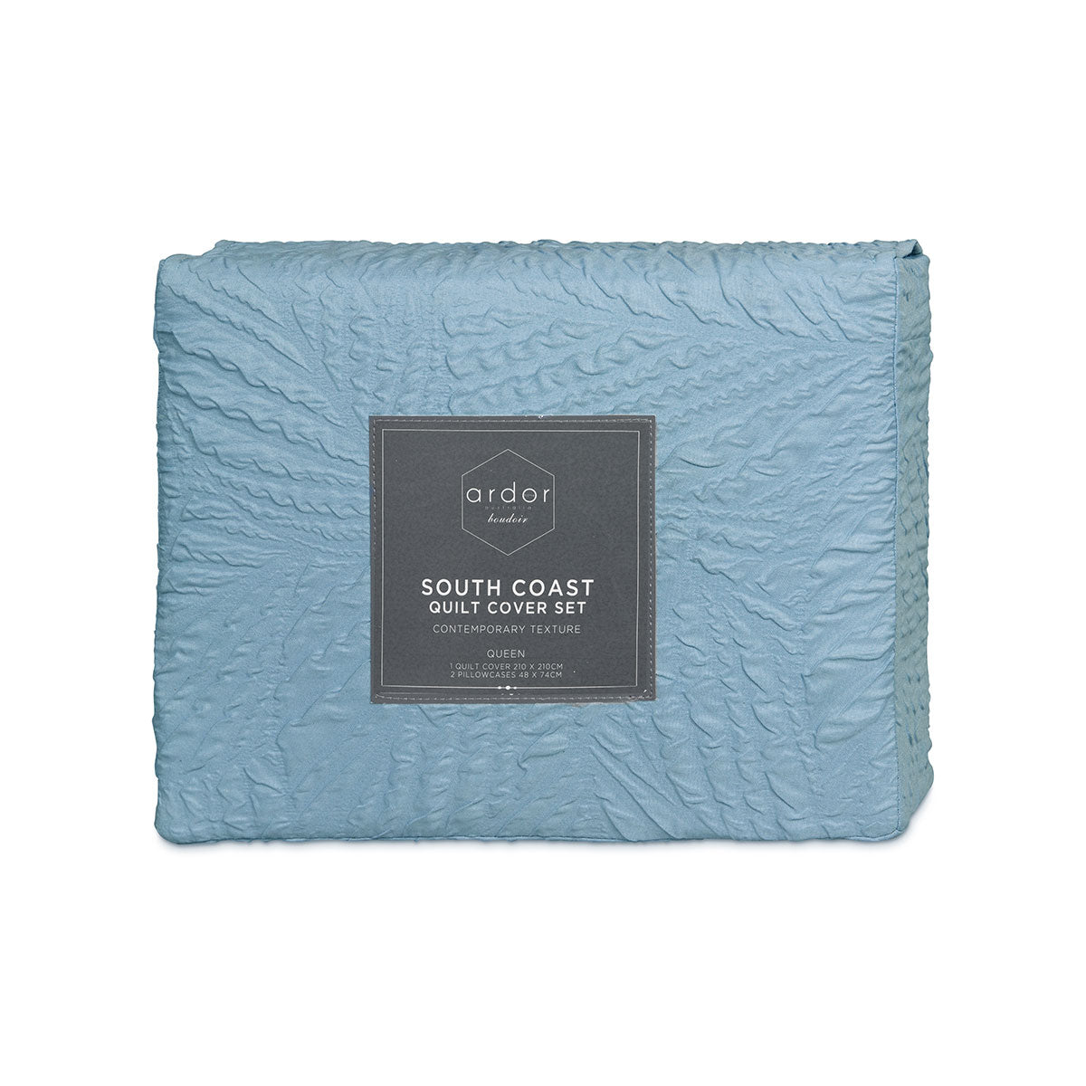 Ardor South Coast Pale Blue Embossed Quilt Cover Set King - Geometric Design - SuperSaverAU - view 2