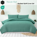 Ardor Tuscan Teal Ruched Quilt Cover Set – Queen