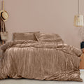 Ardor Vivienne Champagne Crushed Velvet Quilt Cover Set King - Textured Design - SuperSaverAU - view 1