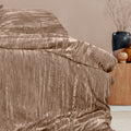 Ardor Vivienne Champagne Crushed Velvet Quilt Cover Set King - Textured Design - SuperSaverAU - view 2