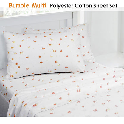 Jelly Bean Kids Bumble Multi Printed Sheet Set King Single - Bees Design