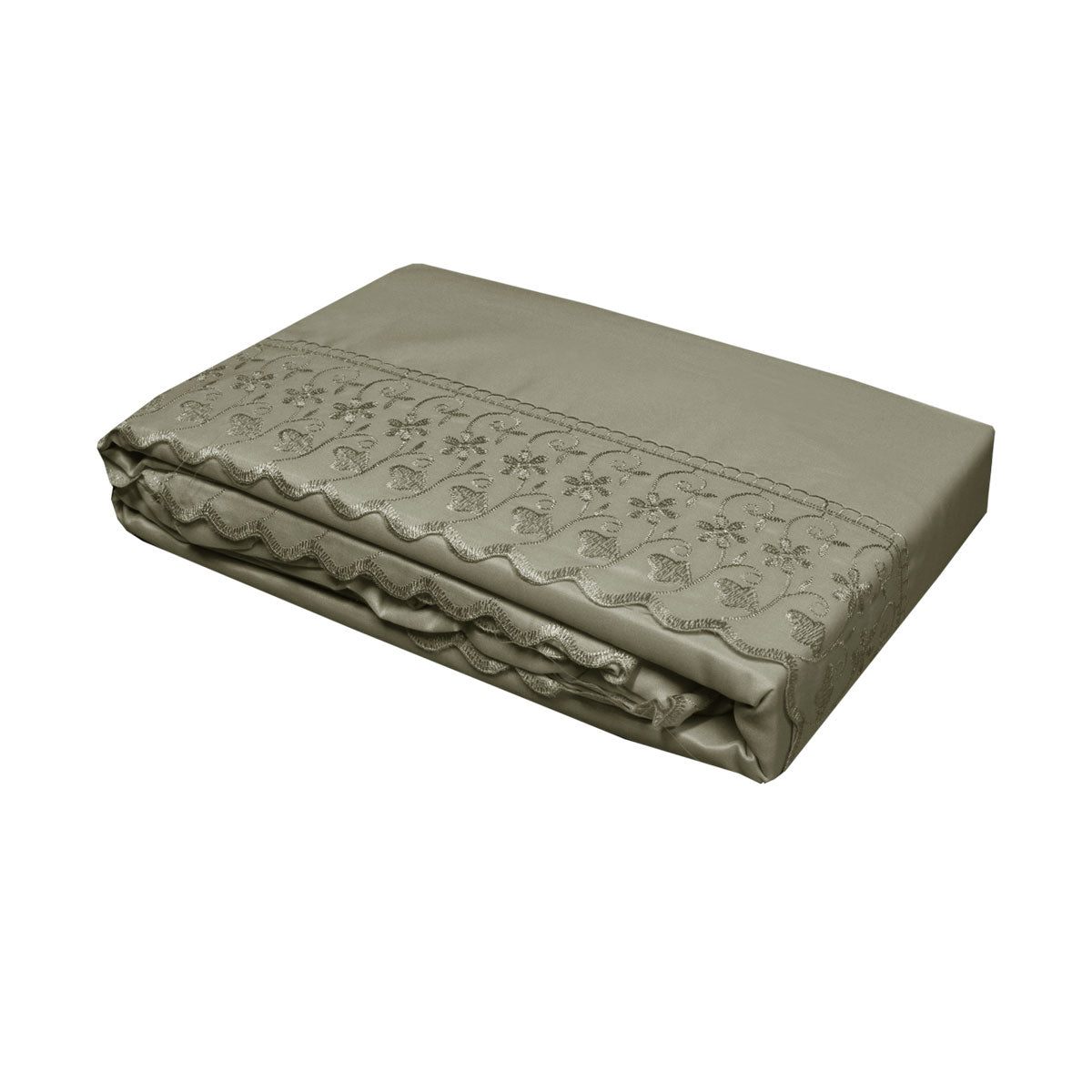 Essentially Home Living Machine Lace Embroidered Polyester Sheet Set Single, Mocha - 180 x 254 cm - SuperSaverAU - view 1