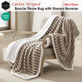 Ardor Carter Striped Boucle Throw Rug – Sherpa Reverse 130 x 170cm