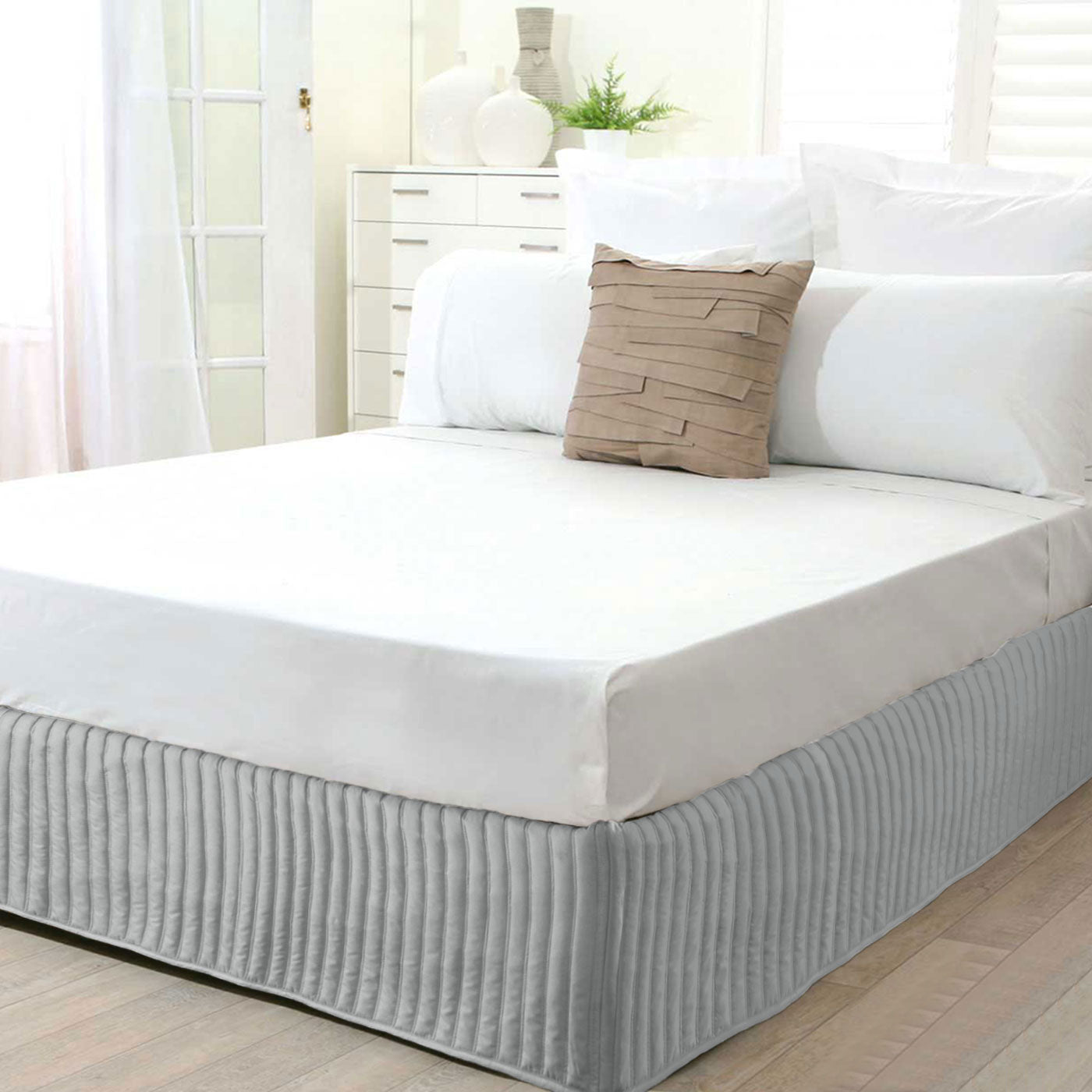 Ardor Quilted Valance Silver - 137cm x 193cm x 33cm - Machine Washable - SuperSaverAU - view 1