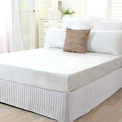 Ardor Quilted Valance White King Single - Solid Colour, Machine Washable