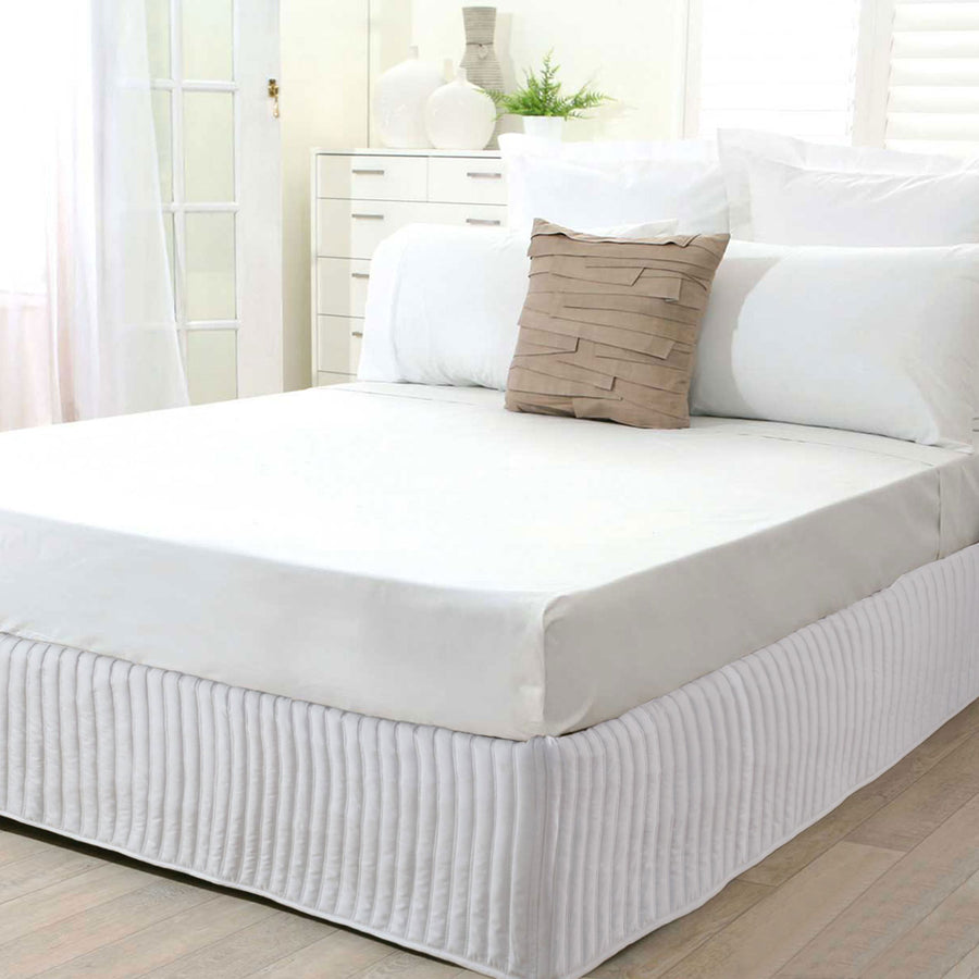 Ardor Quilted Valance White Single - Solid Colour, Machine Washable - SuperSaverAU - view 1