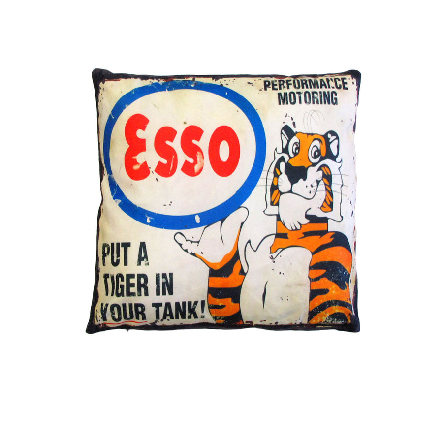 Australian Mancave Retro ESSO Upright Tiger Cushion - 40 x 40cm