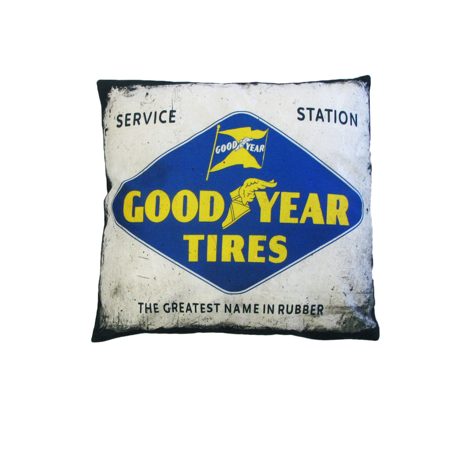 Australian Mancave Retro Good Year Tires Cushion - 40 x 40cm