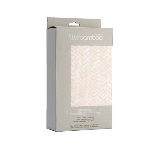 Little Bamboo Jersey Fitted Sheet Cot Size Herringbone Dusty Pink 135x77cm - SuperSaverAU - view 1