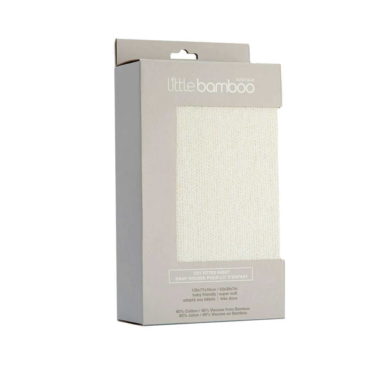 Little Bamboo Jersey Fitted Sheet Cot Size 135x77x19cm Marle Whisper - SuperSaverAU - view 1