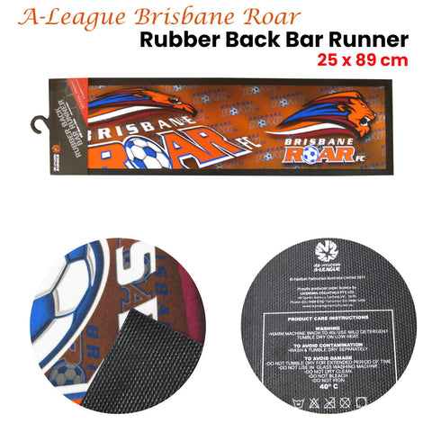 A-League Brisbane Roar Rubber Back Bar Runner 25 x 89 cm - SuperSaverAU - view 2