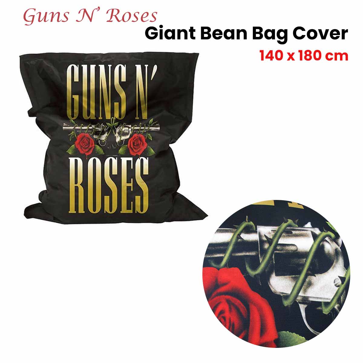 Guns N' Roses Giant Bean Bag Cover - 140 x 180 cm - SuperSaverAU - view 2