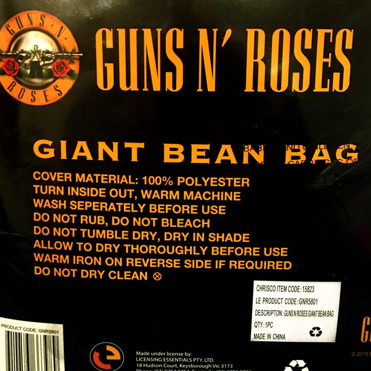 Guns N' Roses Giant Bean Bag Cover - 140 x 180 cm