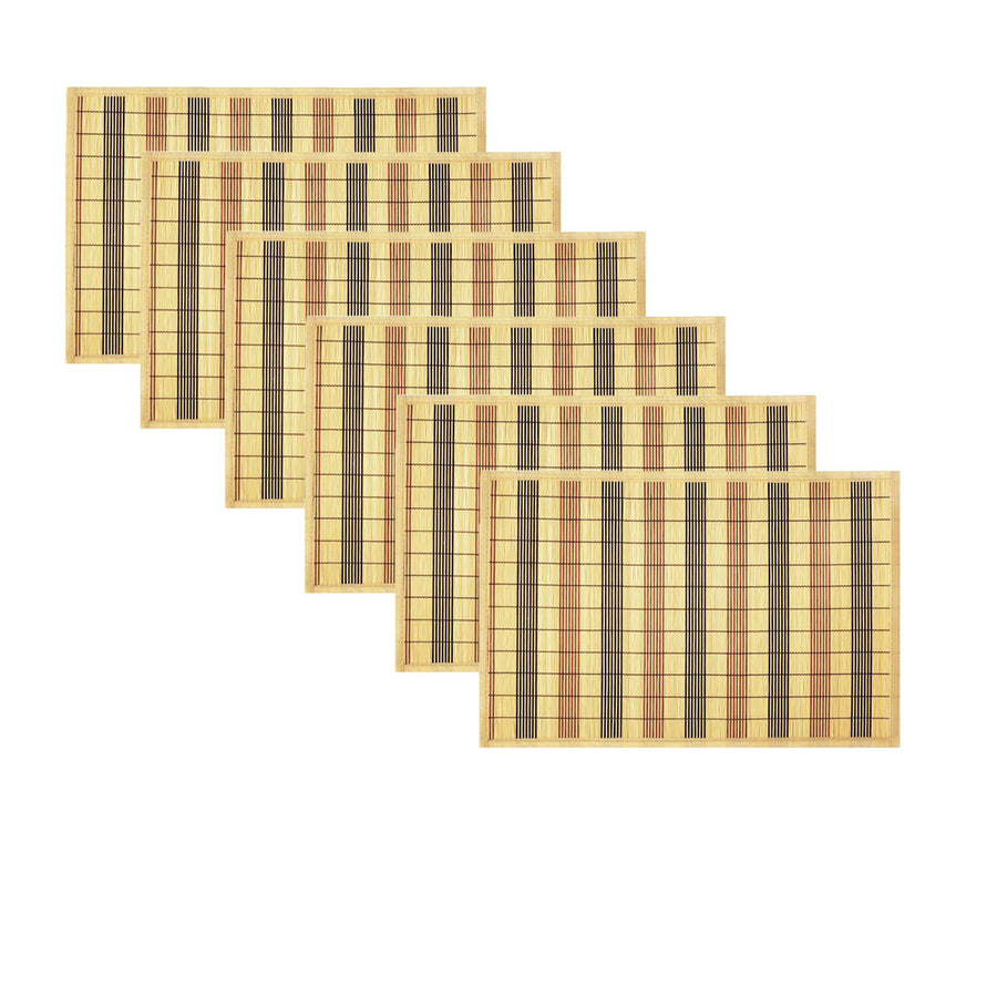 Set of 6 Orient Bamboo Table Placemats 30 x 45cm with Woven Non-skid Backing - SuperSaverAU - view 1