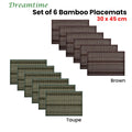Dreamtime Set of 6 Bamboo Table Placemats 30 x 45cm Taupe Woven Design - SuperSaverAU - view 2