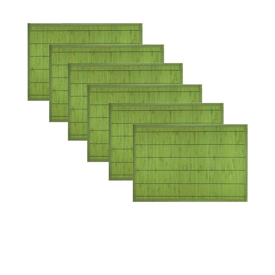 Set of 6 Narrow Slat Bamboo Table Placemats 30 x 45cm with Non-skid Backing - SuperSaverAU - view 1