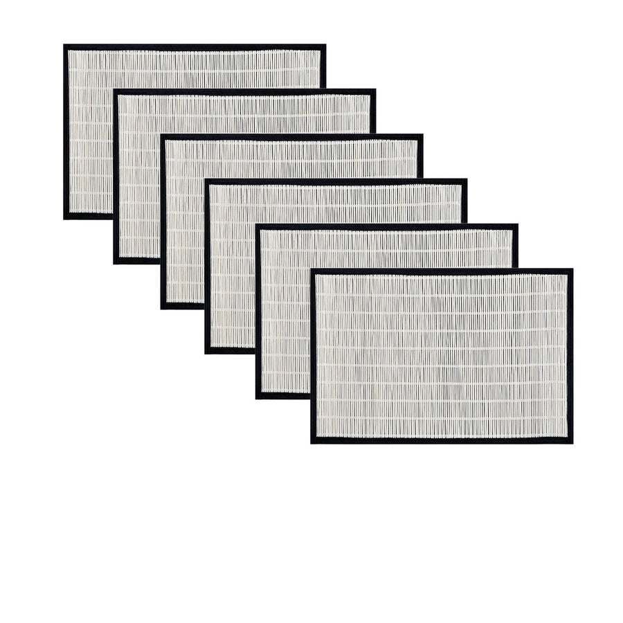 Set of 6 Bamboo Table Placemats 30 x 45cm - Woven Design, Non-skid Backing, Black - SuperSaverAU - view 1