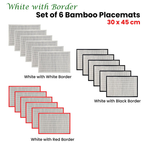 Set of 6 Bamboo Table Placemats 30 x 45cm - Woven Design with Non-skid Backing - SuperSaverAU - view 1