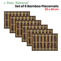 Natural 2 Tone Bamboo Table Placemats Set of 6 - 30 x 45cm, Woven Design - SuperSaverAU - view 2
