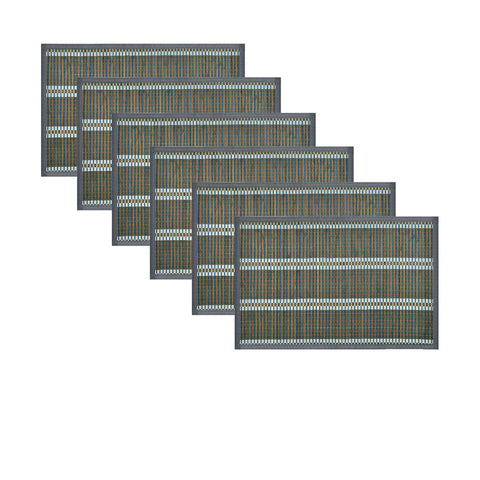 Victoria Bamboo Table Placemats Set of 6, 30 x 45cm, Grey/Silver, Woven Design - SuperSaverAU - view 1