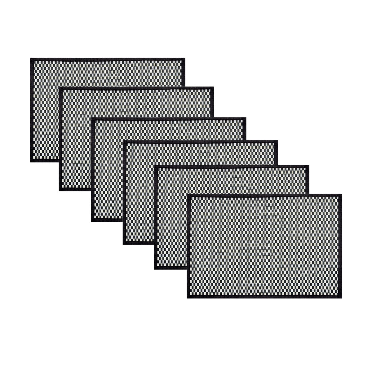 Checkered Black White Bamboo Table Placemats Set of 6 - 30 x 45cm - SuperSaverAU - view 1