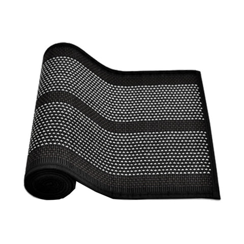 Dreamtime Bamboo Table Runner 140 x 33cm - Woven Design, Non-skid Backing, Black - SuperSaverAU - view 1