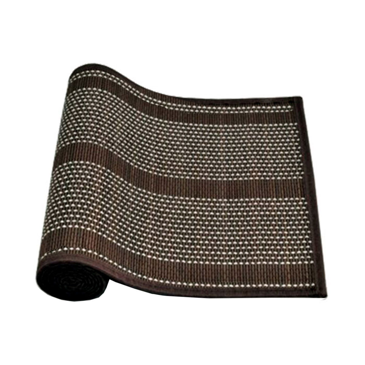 Dreamtime Bamboo Table Runner 140 x 33cm - Woven Design, Non-skid Backing, Brown - SuperSaverAU - view 1