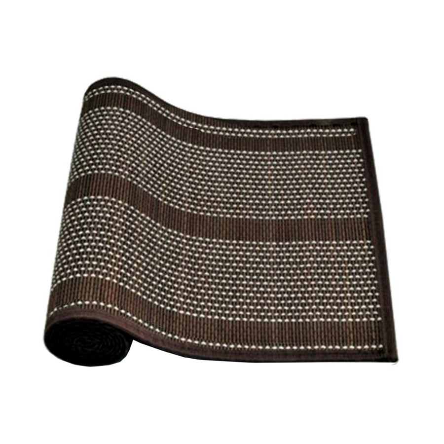Dreamtime Bamboo Table Runner 140 x 33cm - Woven Design, Non-skid Backing, Brown - SuperSaverAU - view 1