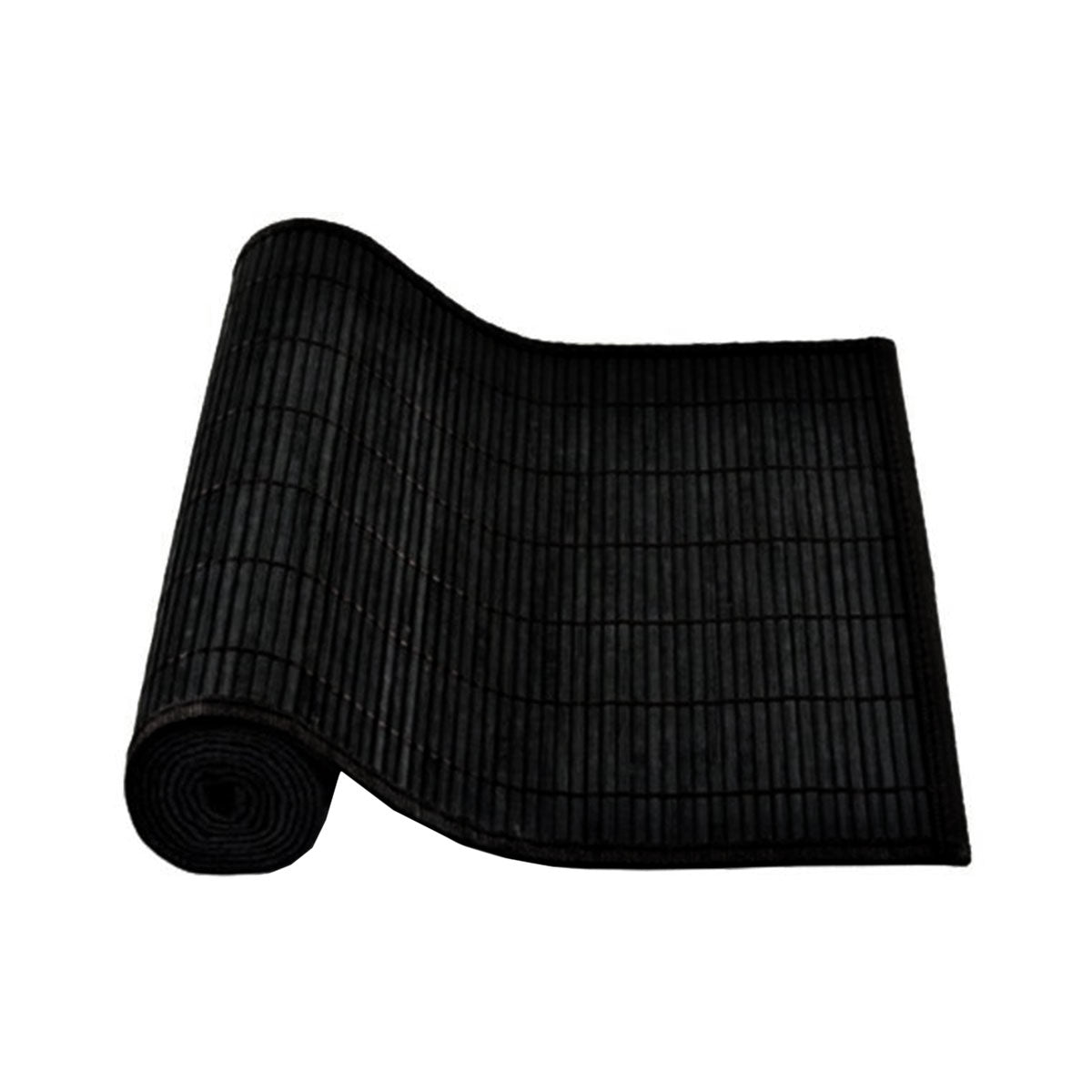 Narrow Slat Bamboo Table Runner 140 x 33cm - Woven Design, Non-skid Backing, Black - SuperSaverAU - view 1