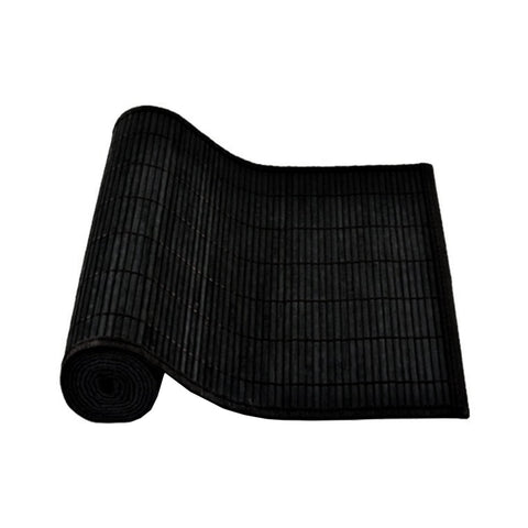 Narrow Slat Bamboo Table Runner 140 x 33cm - Woven Design, Non-skid Backing, Black - SuperSaverAU - view 1