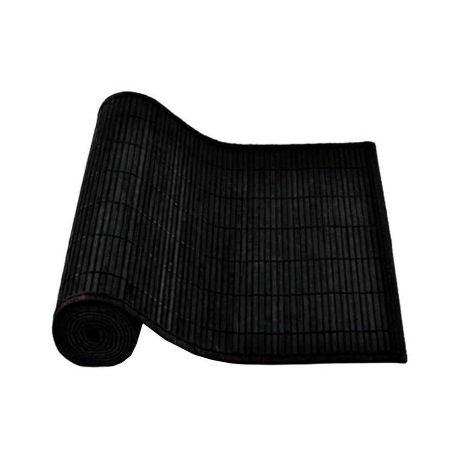 Narrow Slat Bamboo Table Runner 140 x 33cm - Woven Design, Non-skid Backing, Black - SuperSaverAU - view 1