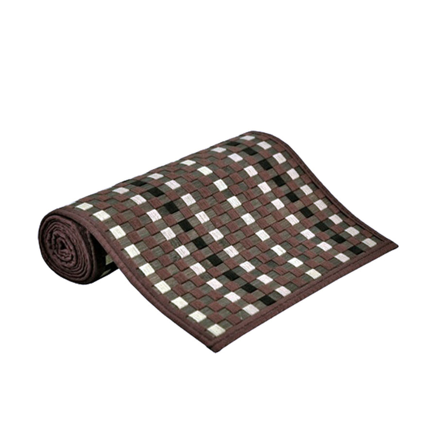 Mia Bamboo Table Runner 140 x 33cm, Woven Design, Non-skid Backing, Brown - SuperSaverAU - view 1