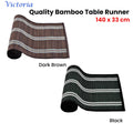 Victoria Bamboo Table Runner 140 x 33cm Dark Brown with Woven Non-skid Backing - SuperSaverAU - view 2