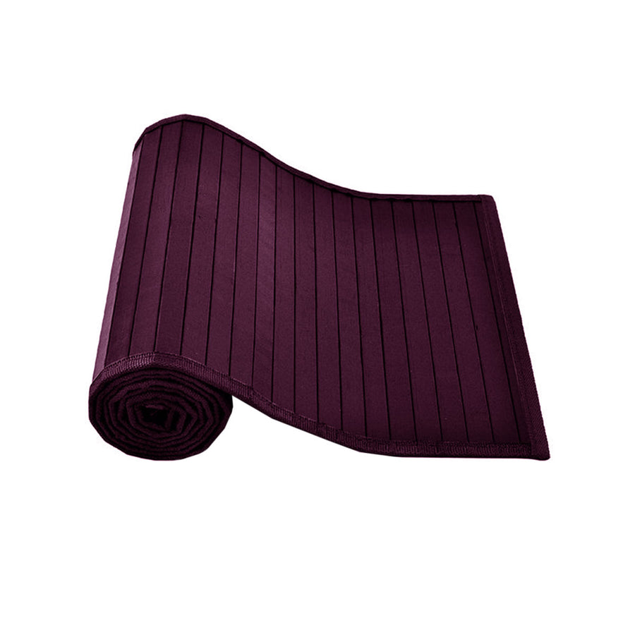 Broad Slat Bamboo Table Runner 140 x 33cm - Woven Design, Non-skid Backing, Purple - SuperSaverAU - view 1