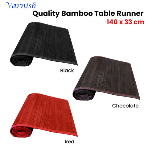 Varnish Bamboo Table Runner 140 x 33cm Red - Woven Design, Non-skid Backing - SuperSaverAU - view 1