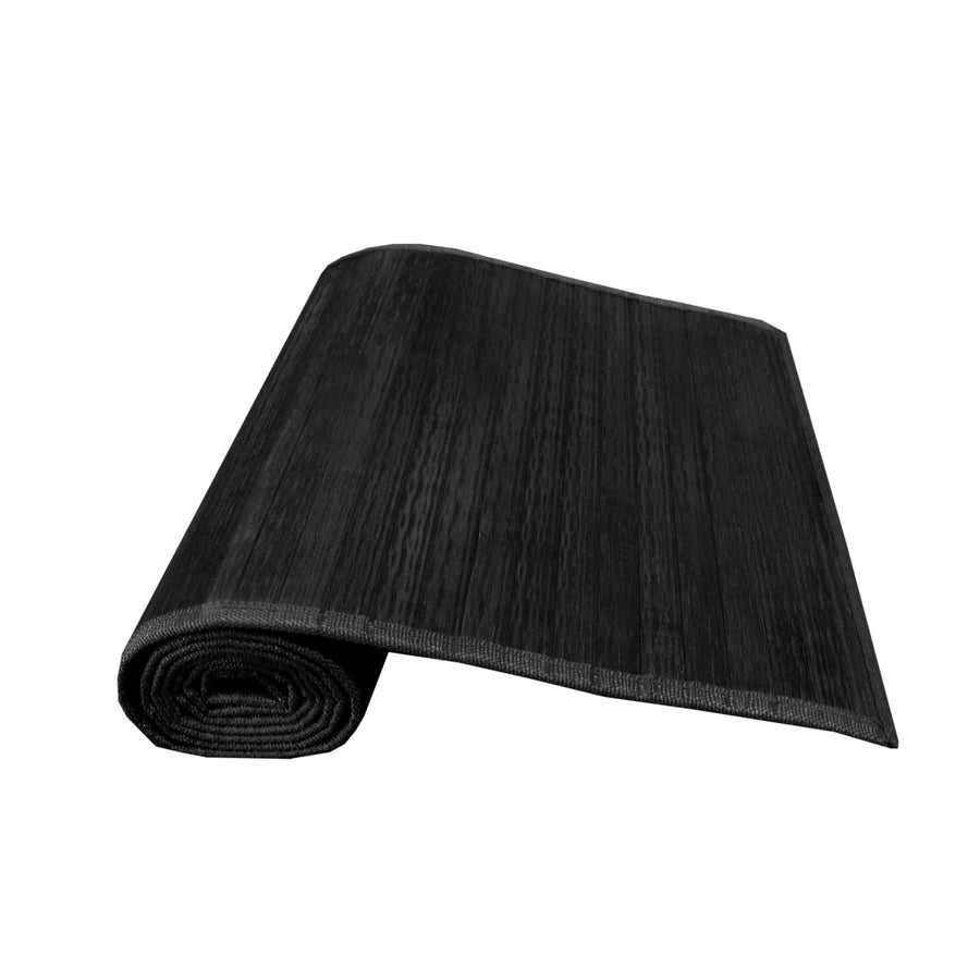 Varnish Bamboo Table Runner 140 x 33cm - Woven Design, Non-skid Backing, Black - SuperSaverAU - view 1