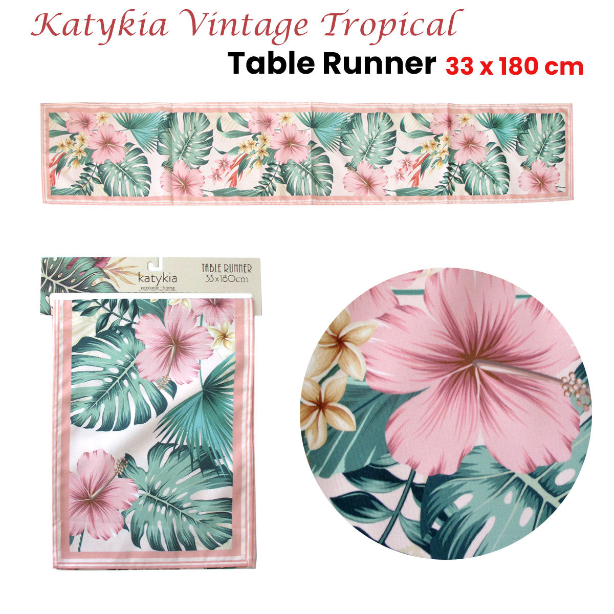 Katykia Vintage Tropical Table Runner 33 x 180cm - SuperSaverAU - view 1