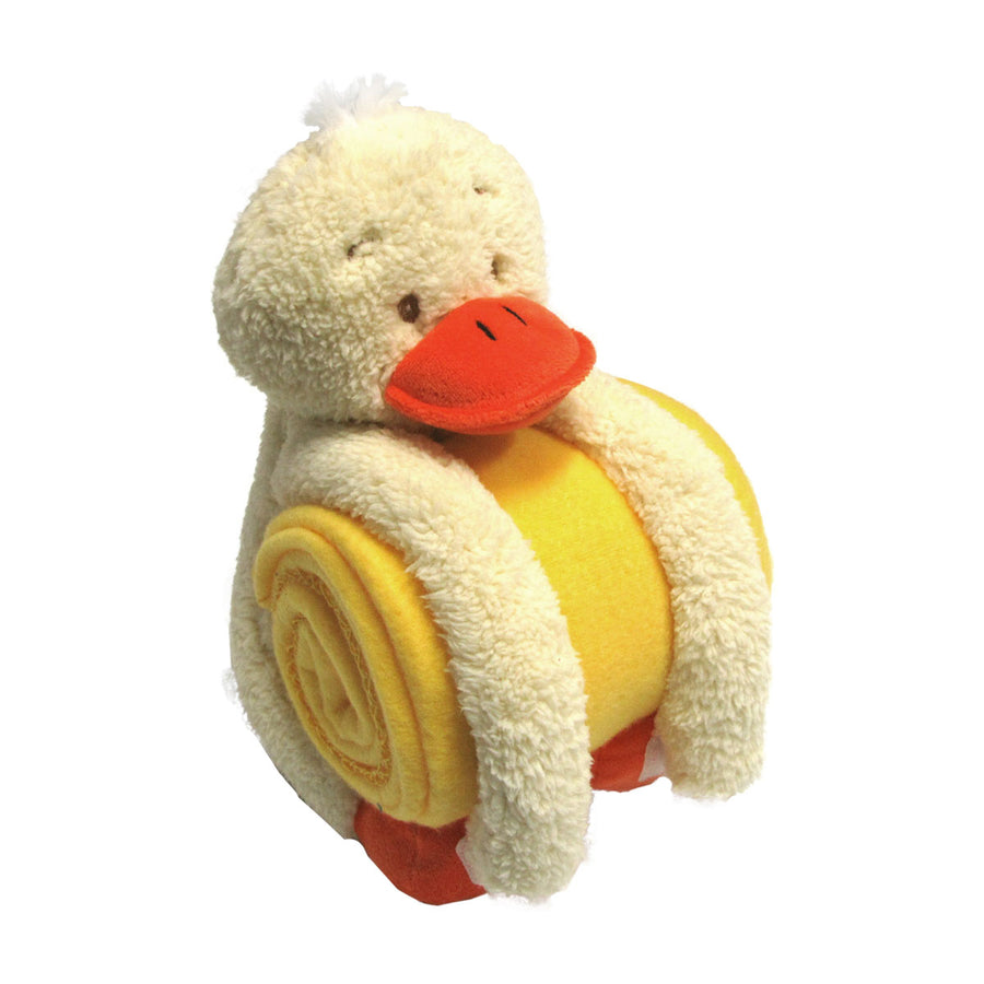Comfortable Plush Baby Blanket with Toy Duckling - 65 x 96cm, Embroidery Design - SuperSaverAU - view 1