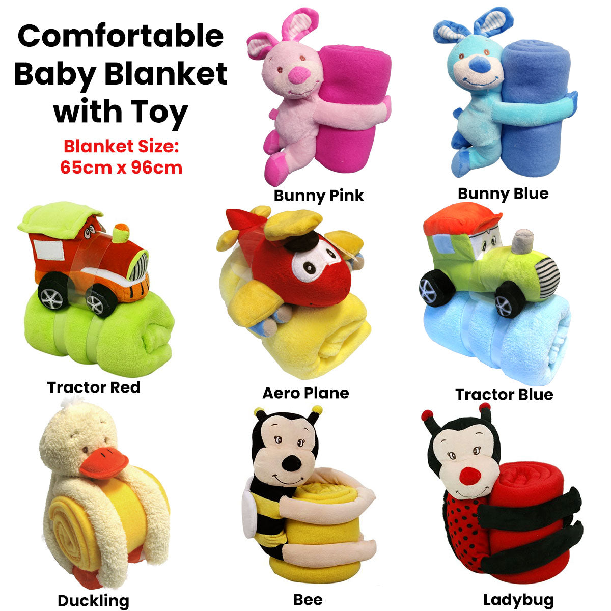 Comfortable Plush Baby Blanket with Toy Tractor - 65 x 96cm, Machine Washable - SuperSaverAU - view 1