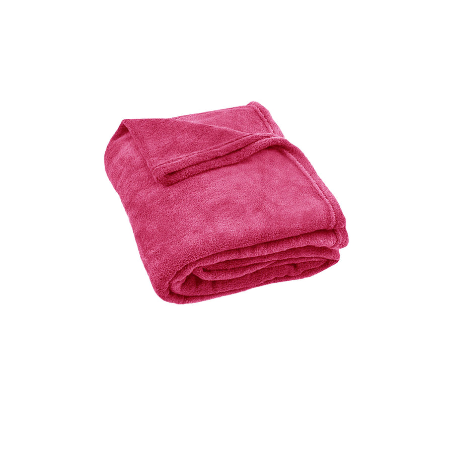 Urban Ultra Soft Coral Fleece Throw Rug 120 x 150cm - 240GSM Hot Pink - SuperSaverAU - view 1