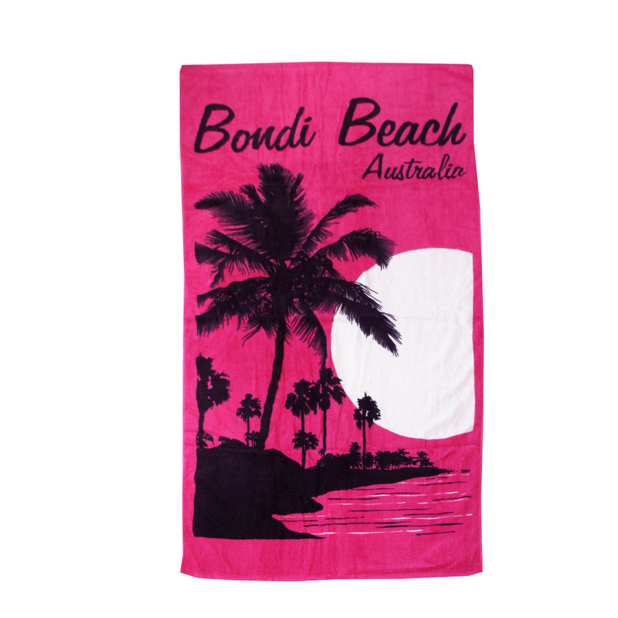 Aqua Blu Beach Towel 100% Cotton Pink 80 x 150 cm - Soft & Absorbent - SuperSaverAU - view 1
