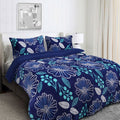 Ramesses Blue Flower Printed Sherpa Flannel Fleece Reversible Blanket Set Single/Double - SuperSaverAU - view 1